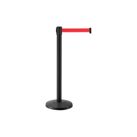 Global Equipment Retractable Belt Barrier 40 Black Post 7-1/2 Red Belt Pack Of 2 QM550B-RD75